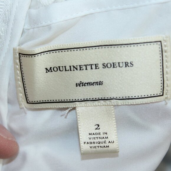 Anthropologie Moulinette Soeurs Seapane Dress Womens 2 Blue White Eyelet - Picture 3 of 3